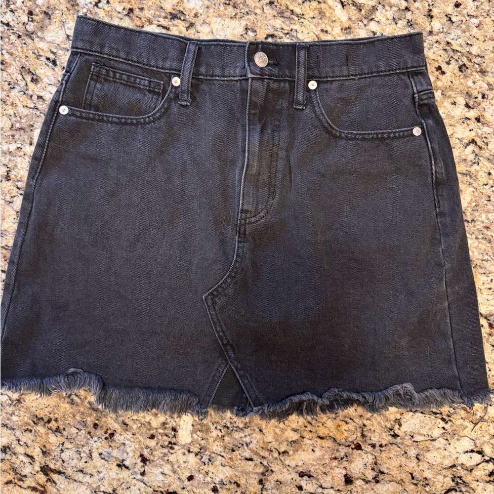 Madewell A line black denim skirt
